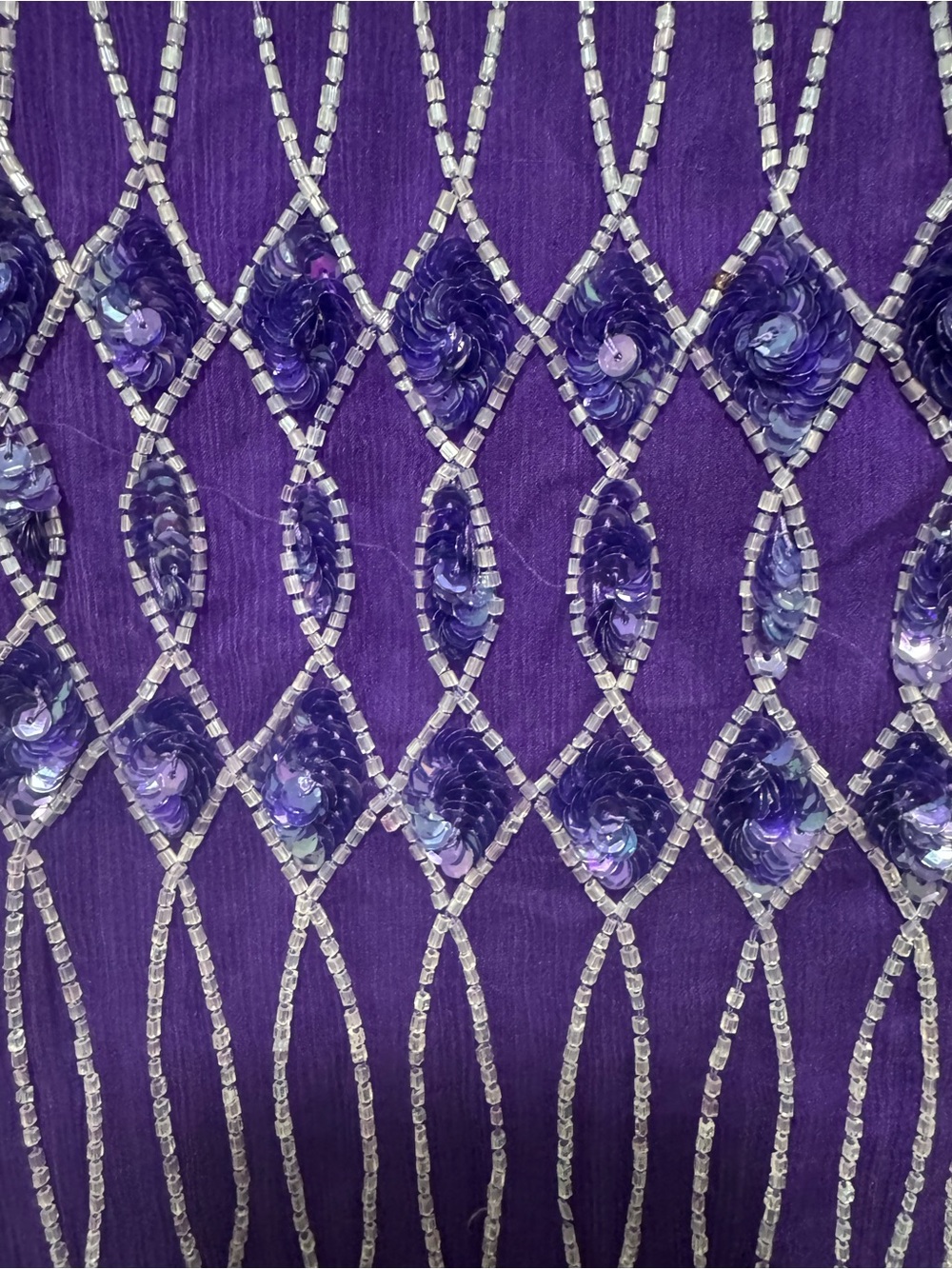 Vintage Scala Beaded 100% Silk Purple Dress - Picture 8 of 9